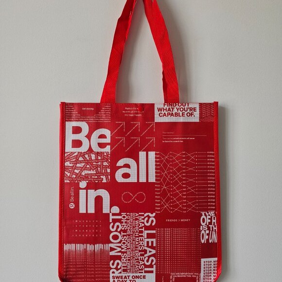 3 x New LULULEMON Black White Red BE ALL IN Reusable Shopping Bags Large - Picture 6 of 7